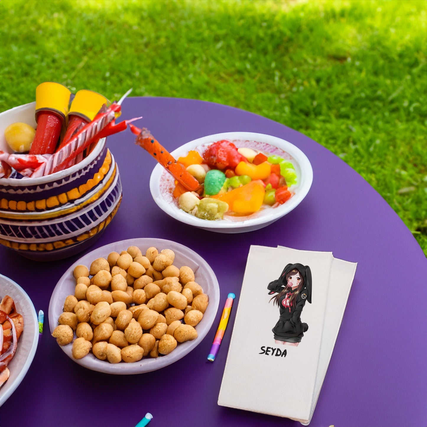 Tavşan Anime Kız Baskılı Peçeteler - AyDesign.com