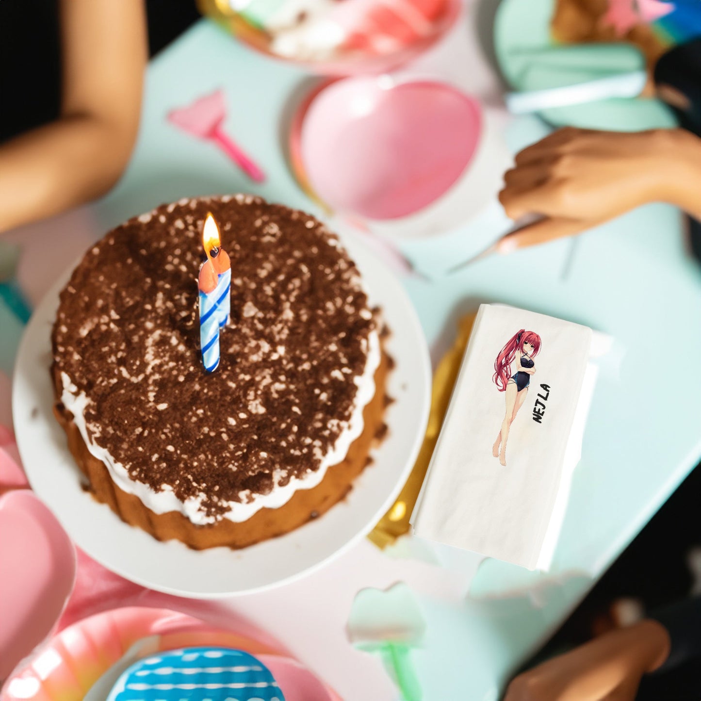 Kızıl Anime Kız Baskılı Peçeteler - AyDesign.com