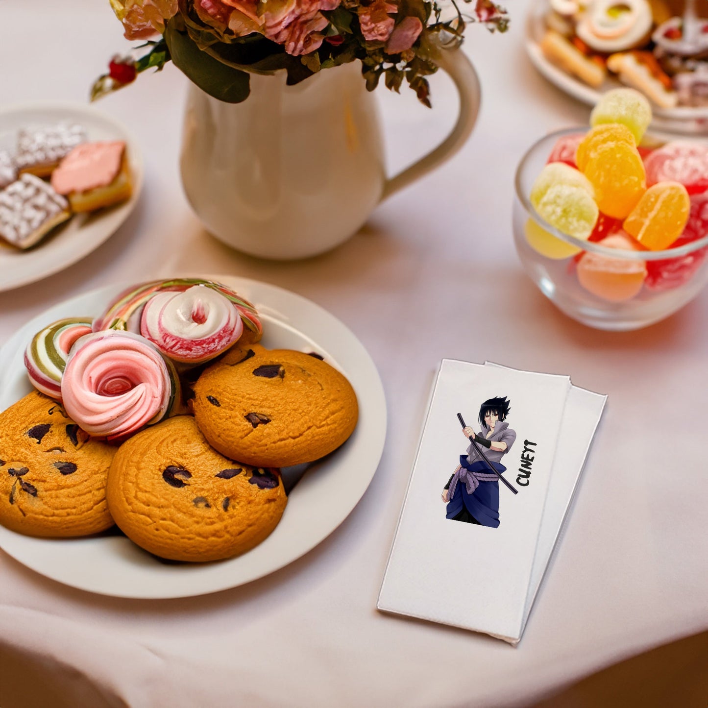 Kılıçlı Erkek Anime Temalı Baskılı Peçeteler - AyDesign.com