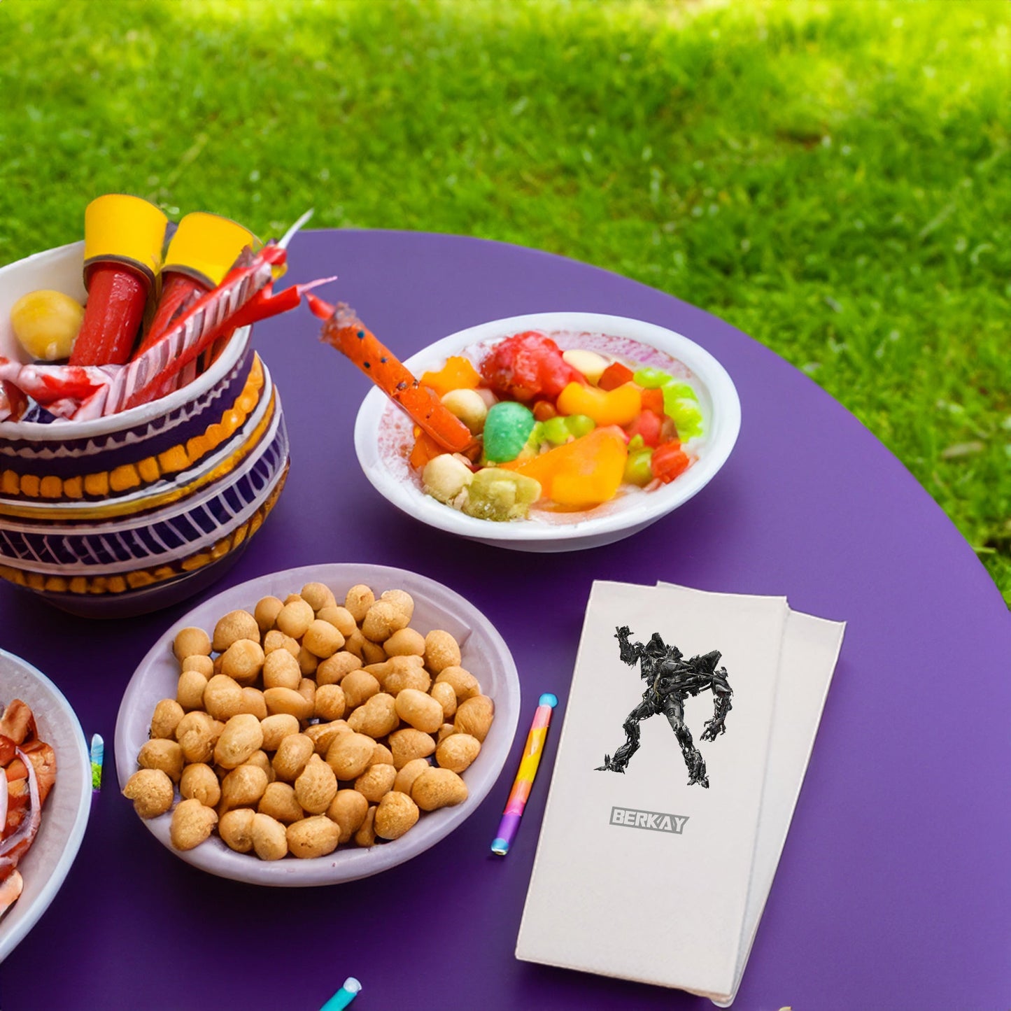 Siyah Robot Temalı Baskılı Peçeteler - AyDesign.com