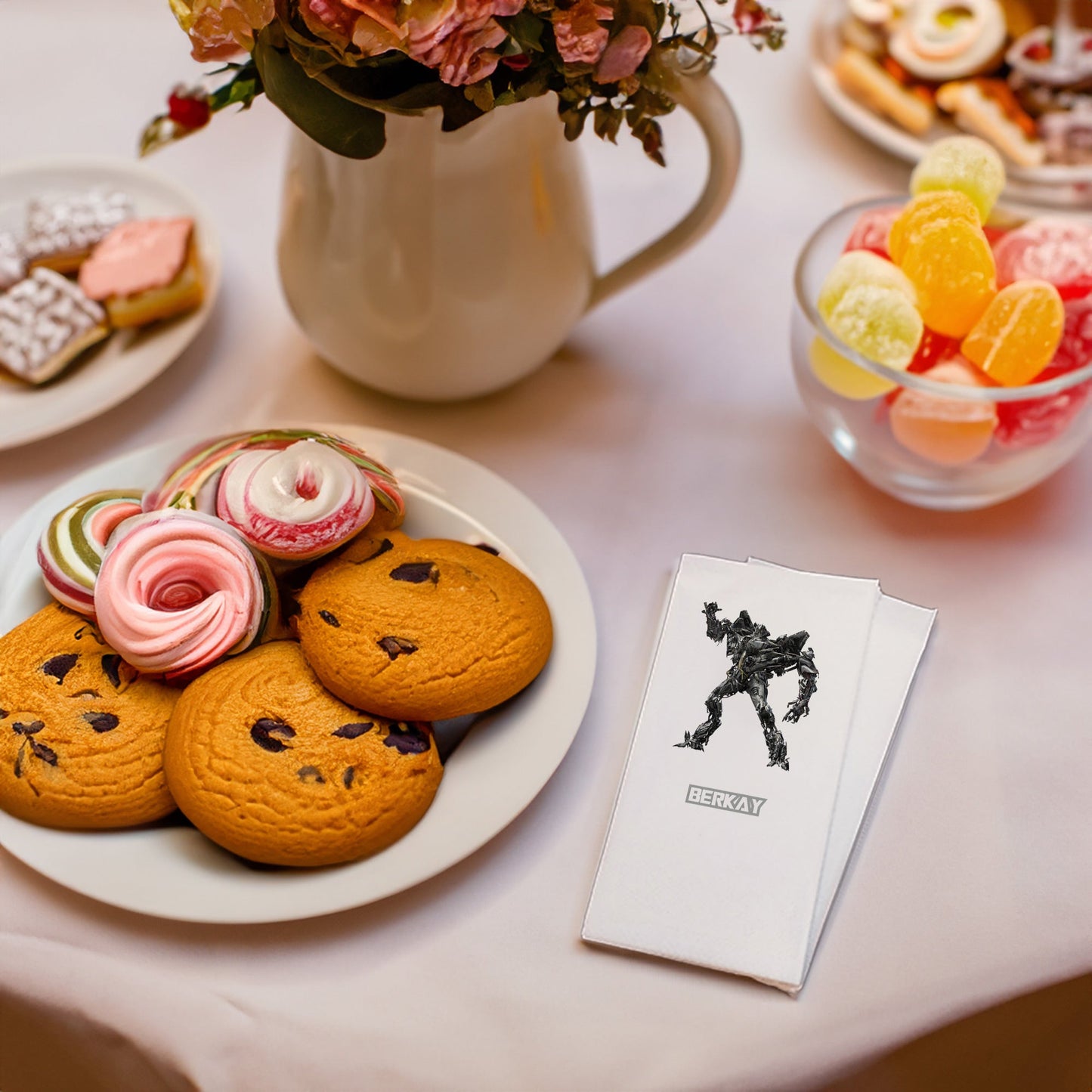 Siyah Robot Temalı Baskılı Peçeteler - AyDesign.com