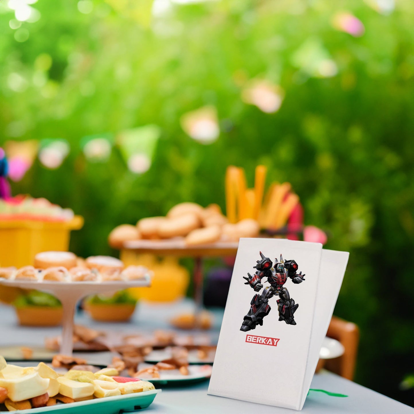 Siyah-Kırmızı Robot Temalı Baskılı Peçeteler - AyDesign.com