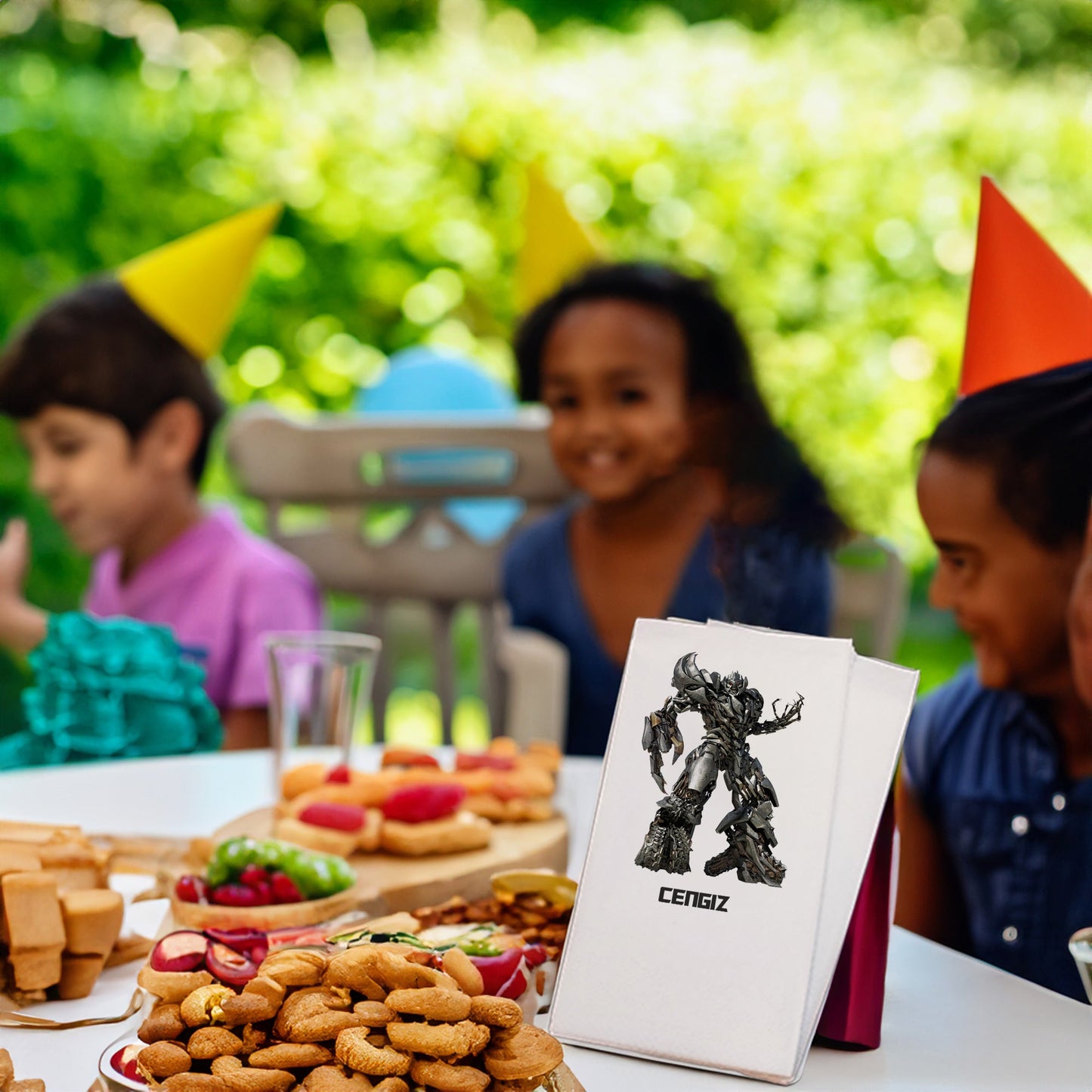 Kara Robot Temalı Baskılı Peçeteler - AyDesign.com