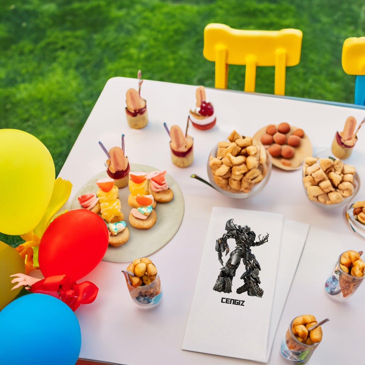 Kara Robot Temalı Baskılı Peçeteler - AyDesign.com