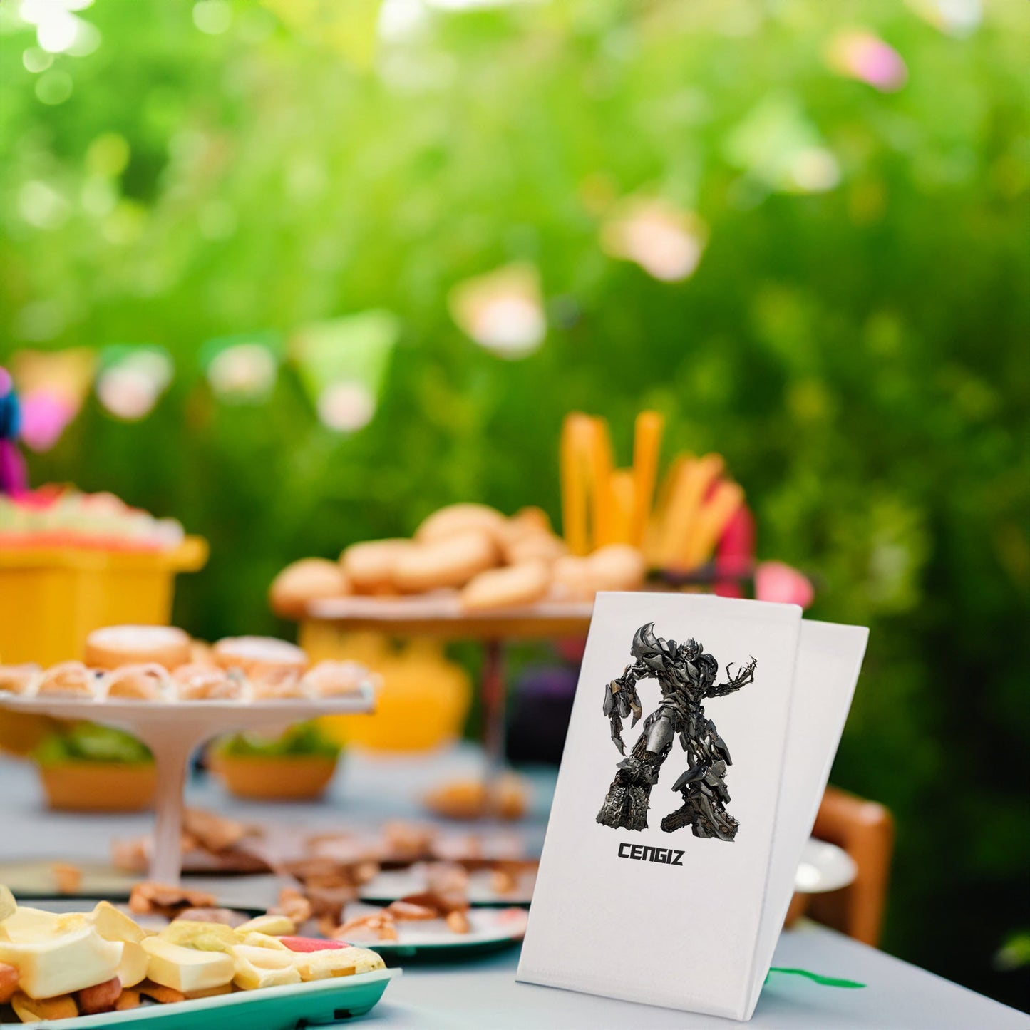 Kara Robot Temalı Baskılı Peçeteler - AyDesign.com