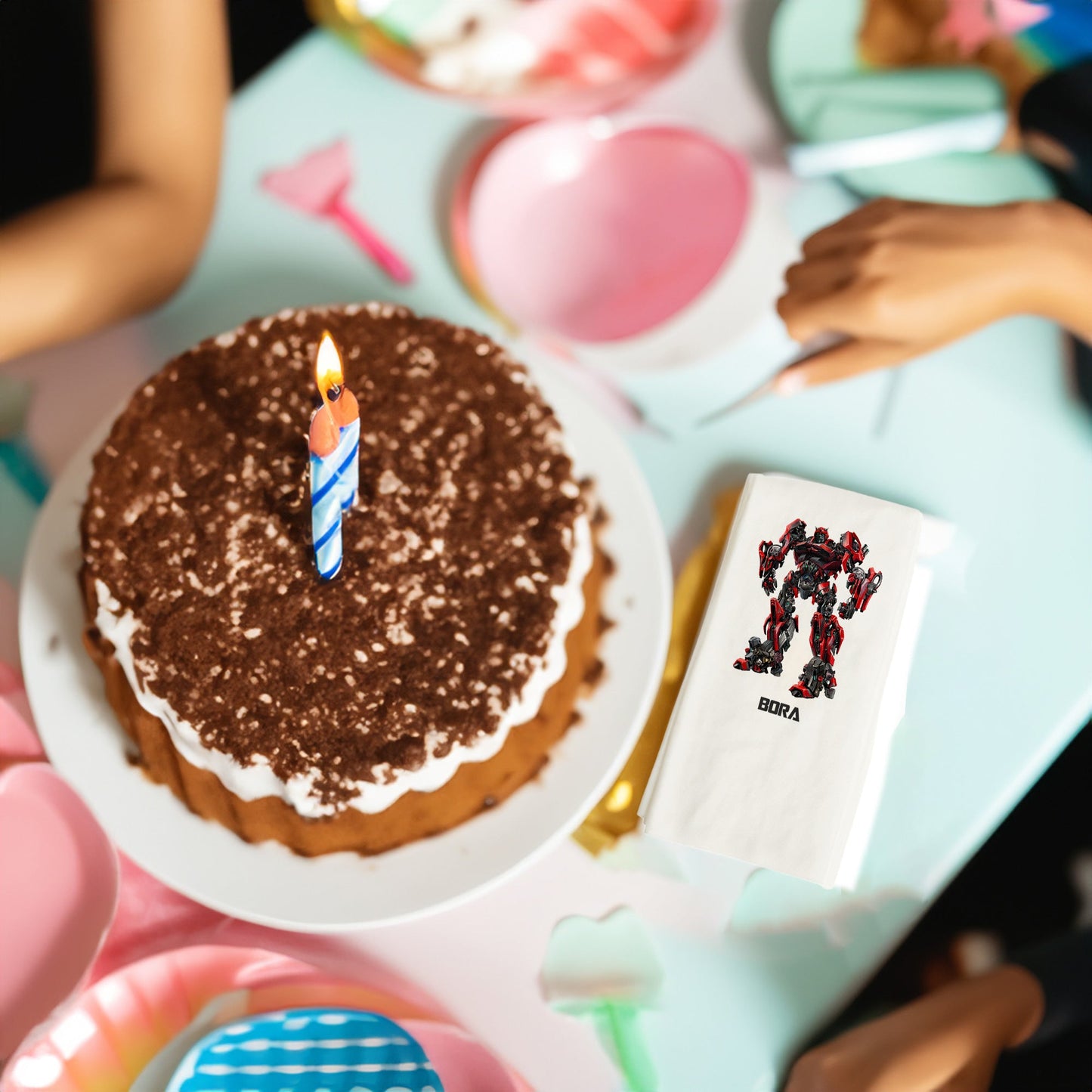 Kırmızılı Robot Temalı Baskılı Peçeteler - AyDesign.com