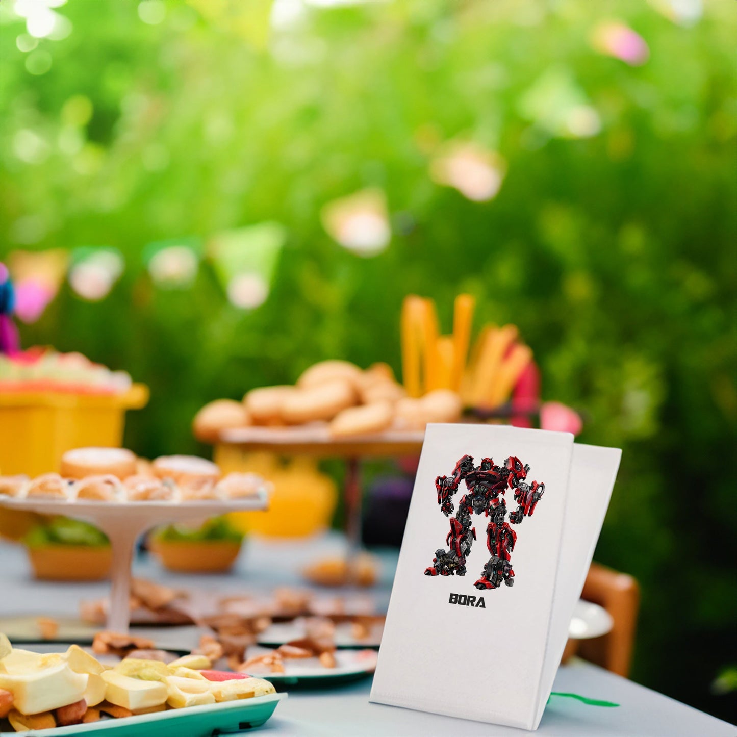 Kırmızılı Robot Temalı Baskılı Peçeteler - AyDesign.com