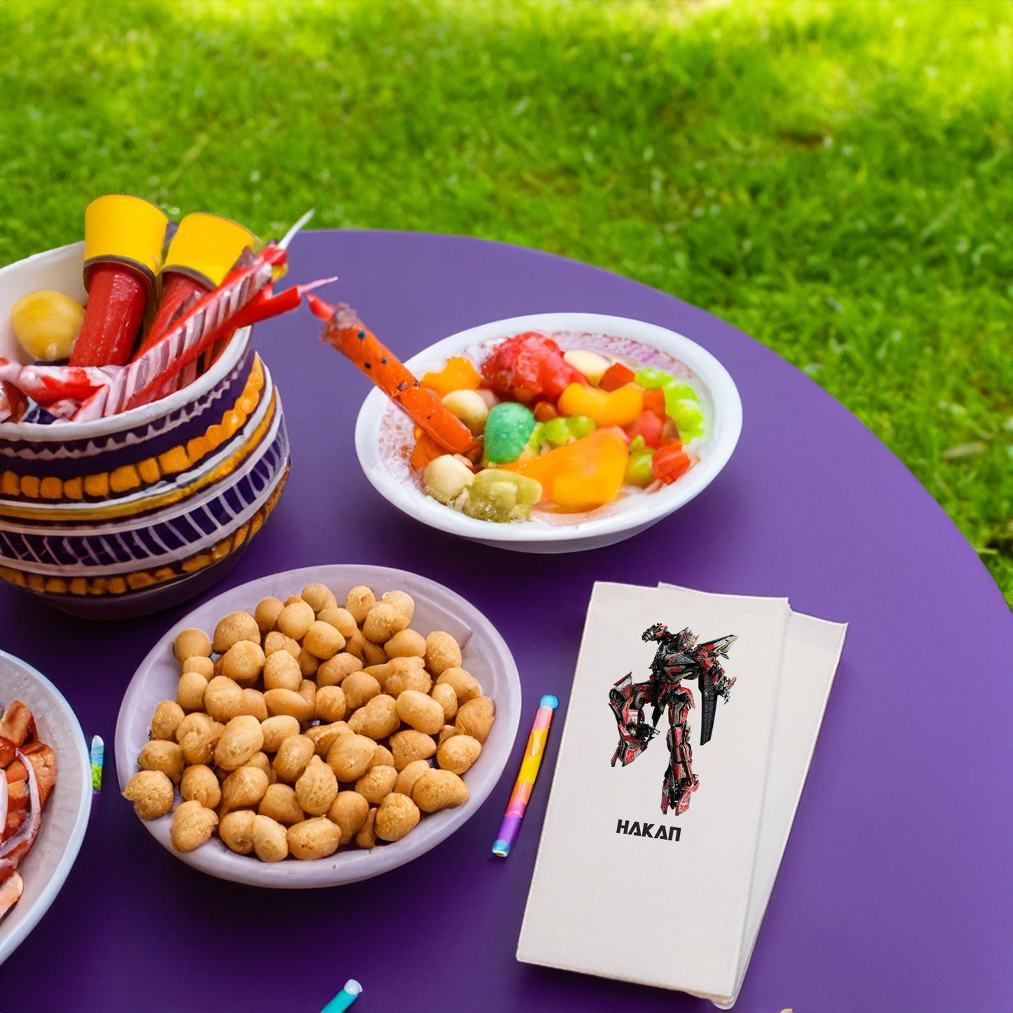 Kırmızı Robot Baskılı Peçeteler - AyDesign.com