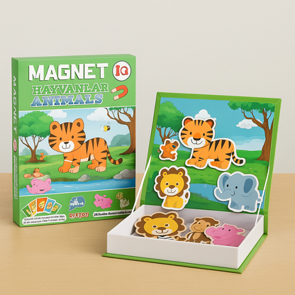 Bemi Magnet IQ Hayvanlar | Manyetik Eğitici Puzzle ve Hayvan Oyunu