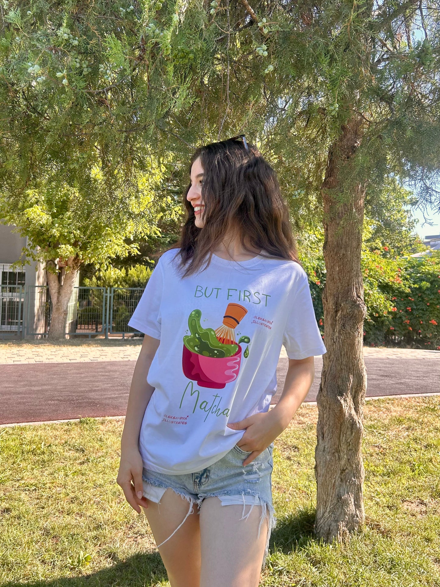 Matcha Maça Çayı Baskılı Pinterest Tişört