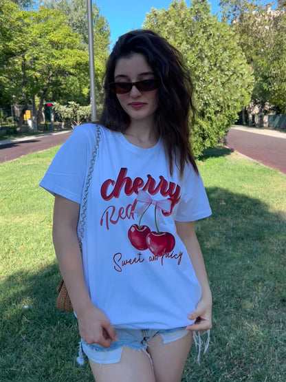 Cherry Cherries Baskılı Pinterest Tişört