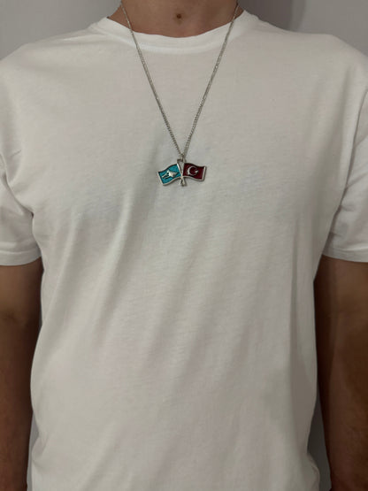 Türk Bozkurt Türk Bayrağı Unisex Zincir Kolye