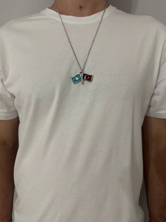 Türk Bozkurt Türk Bayrağı Unisex Zincir Kolye