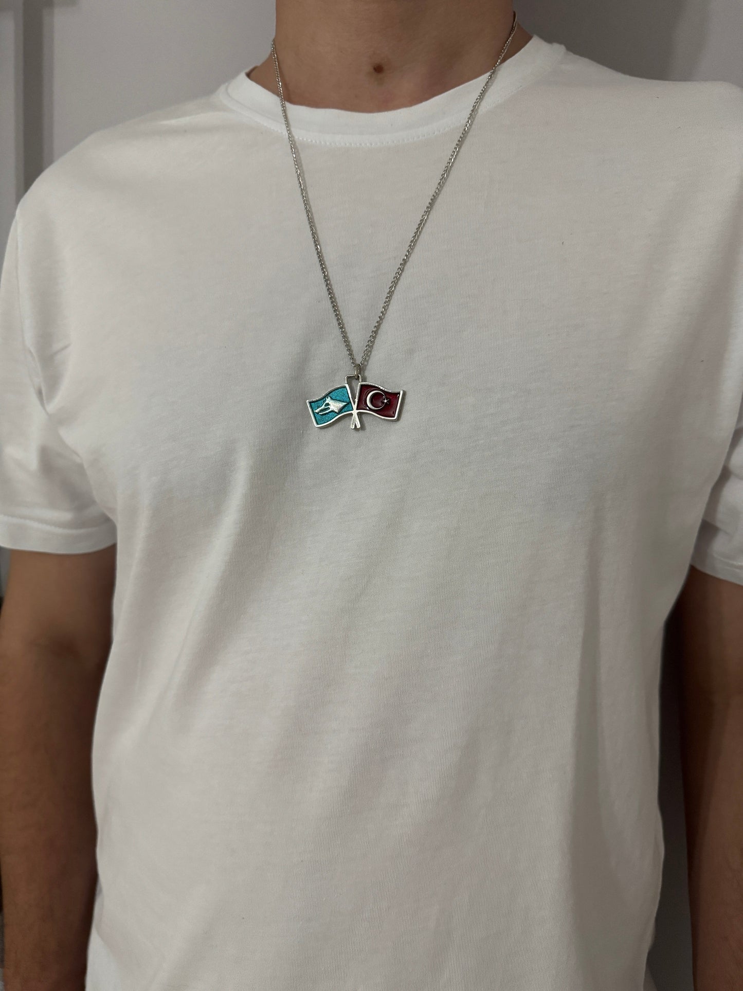 Türk Bozkurt Türk Bayrağı Unisex Zincir Kolye