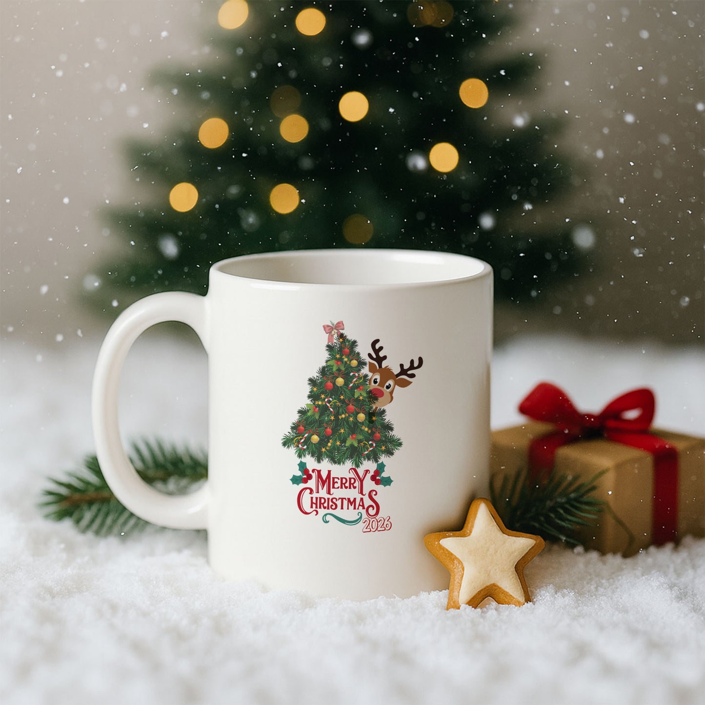 Merry Christmas 2026 Yazılı Yılbaşı Temalı Hediyelik Baskılı Kupa