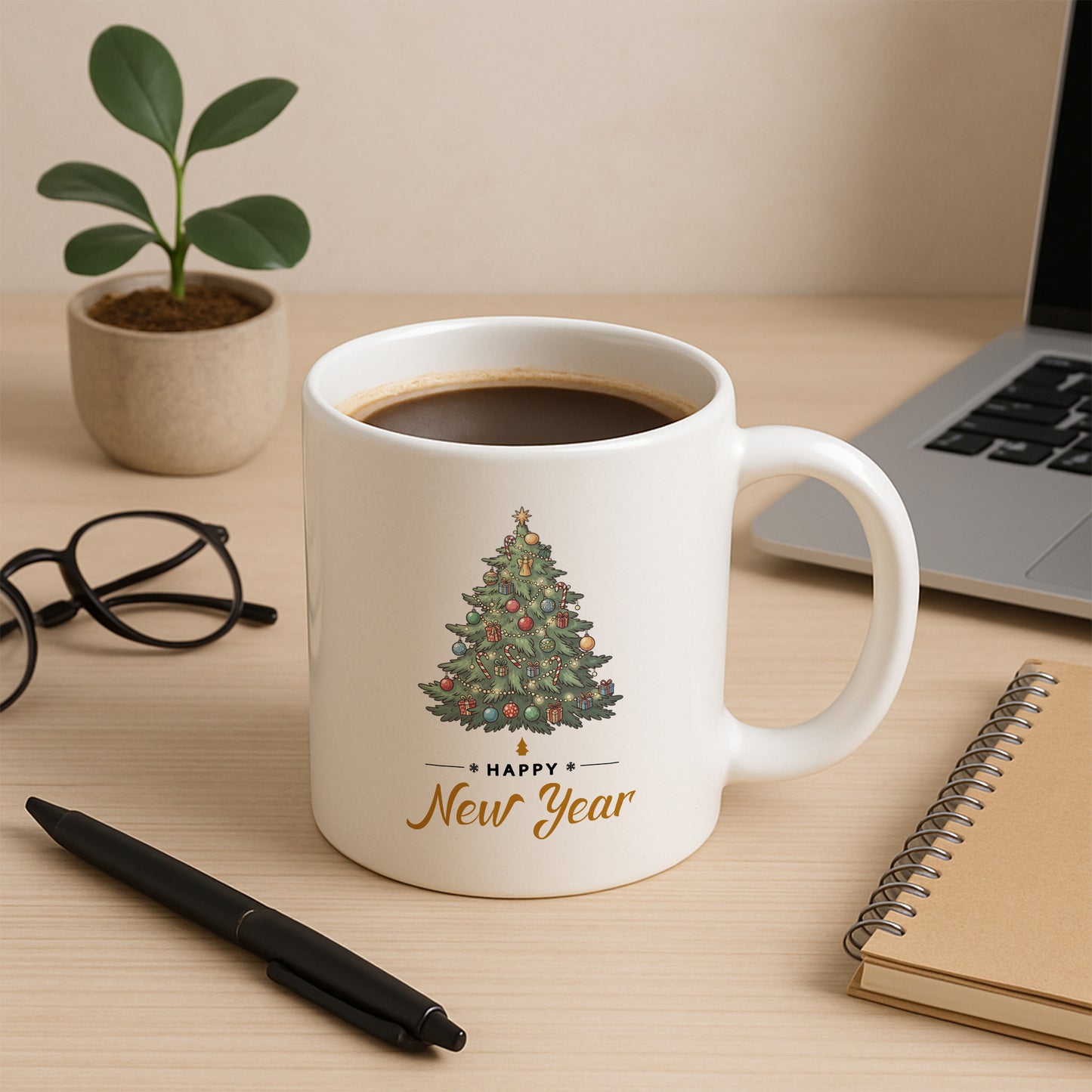 Happy New Year Temalı Yılbaşı Hediyelik Baskılı Kupa