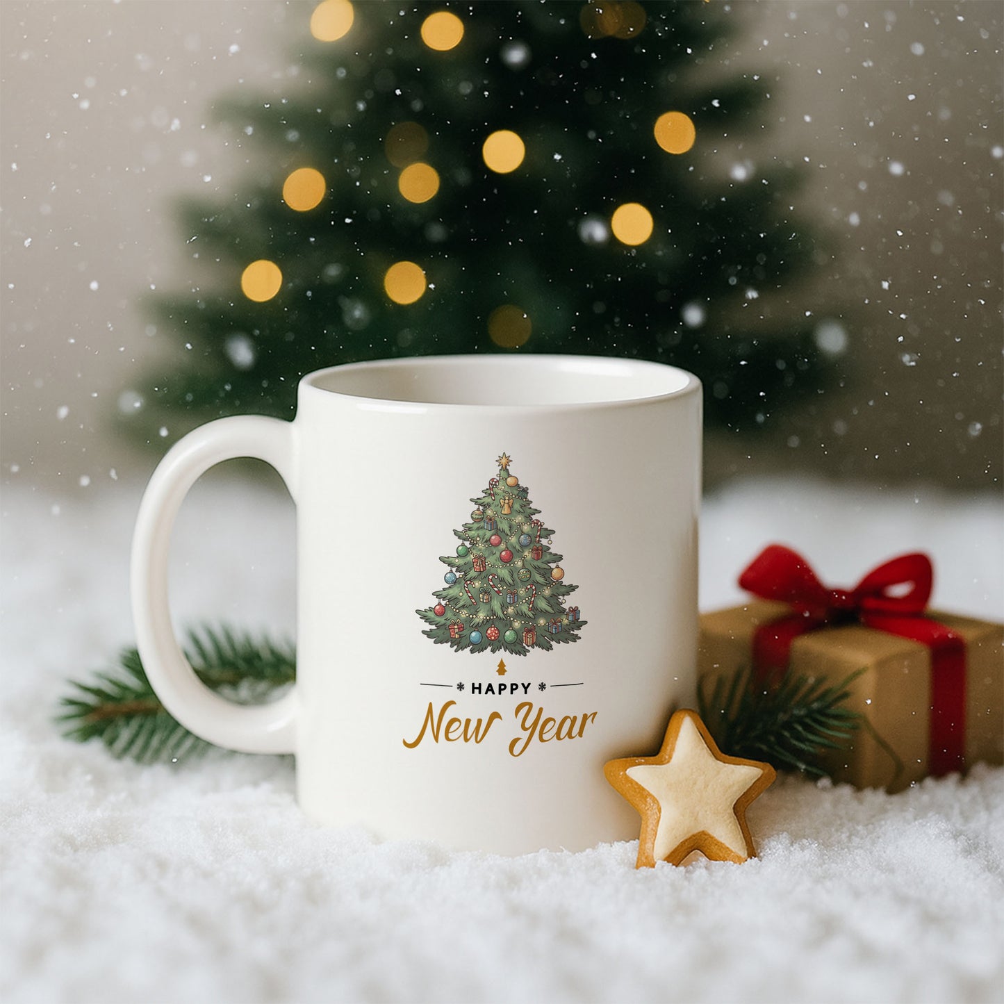 Happy New Year Temalı Yılbaşı Hediyelik Baskılı Kupa