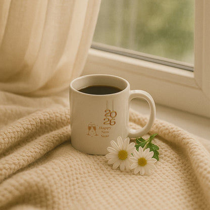 Altın 2026 Happy New Year Temalı Hediyelik Baskılı Kupa