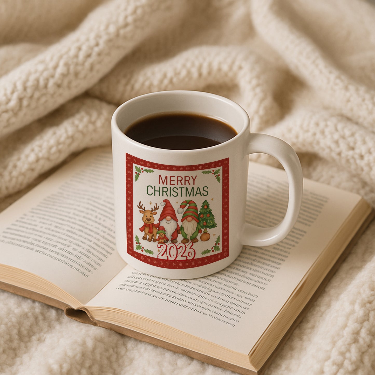 Sevimli Yılbaşı Cüceleri Merry Christmas 2026 Hediyelik Baskılı Kupa