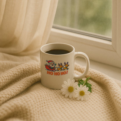 Ho Ho Ho Noel Baba ve Geyik Temalı Hediyelik Baskılı Kupa