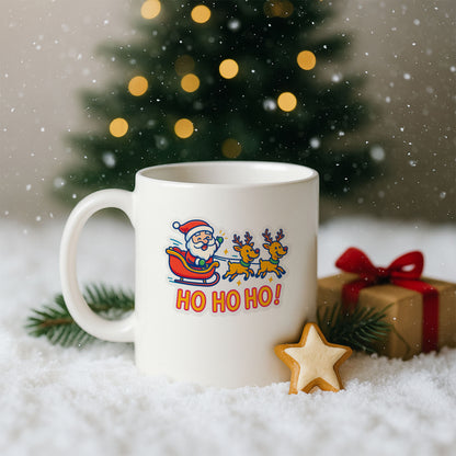 Ho Ho Ho Noel Baba ve Geyik Temalı Hediyelik Baskılı Kupa
