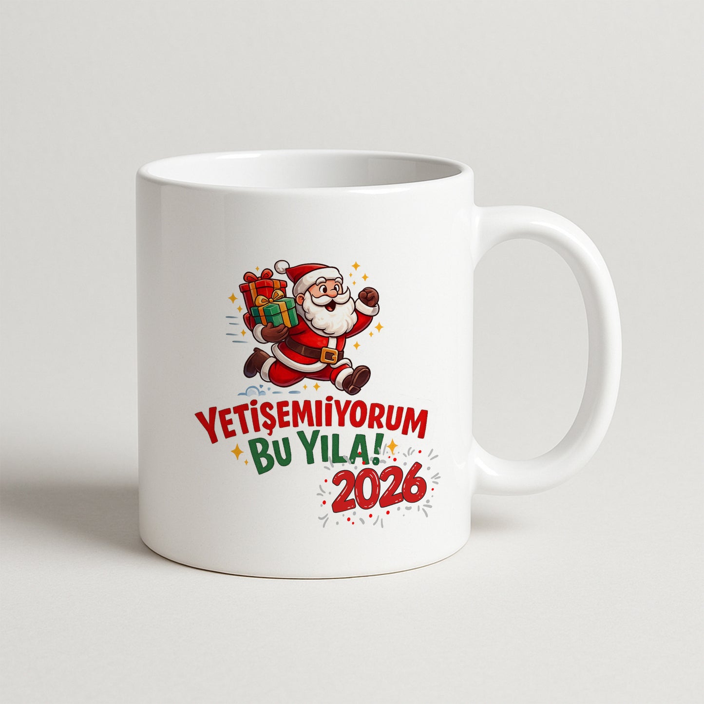 Yetişemiyorum Bu Yıla 2026 Temalı Eğlenceli Hediyelik Baskılı Kupa