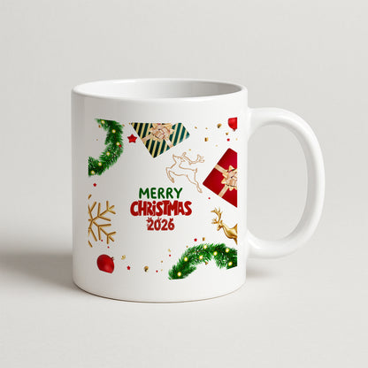 Merry Christmas 2026 Temalı Yılbaşı Hediyelik Baskılı Kupa