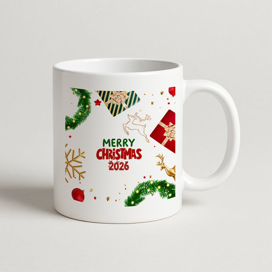 Merry Christmas 2026 Temalı Yılbaşı Hediyelik Baskılı Kupa