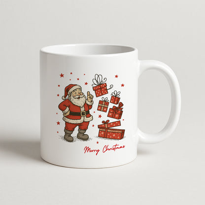 Retro Noel Baba Merry Christmas Temalı Hediyelik Baskılı Kupa
