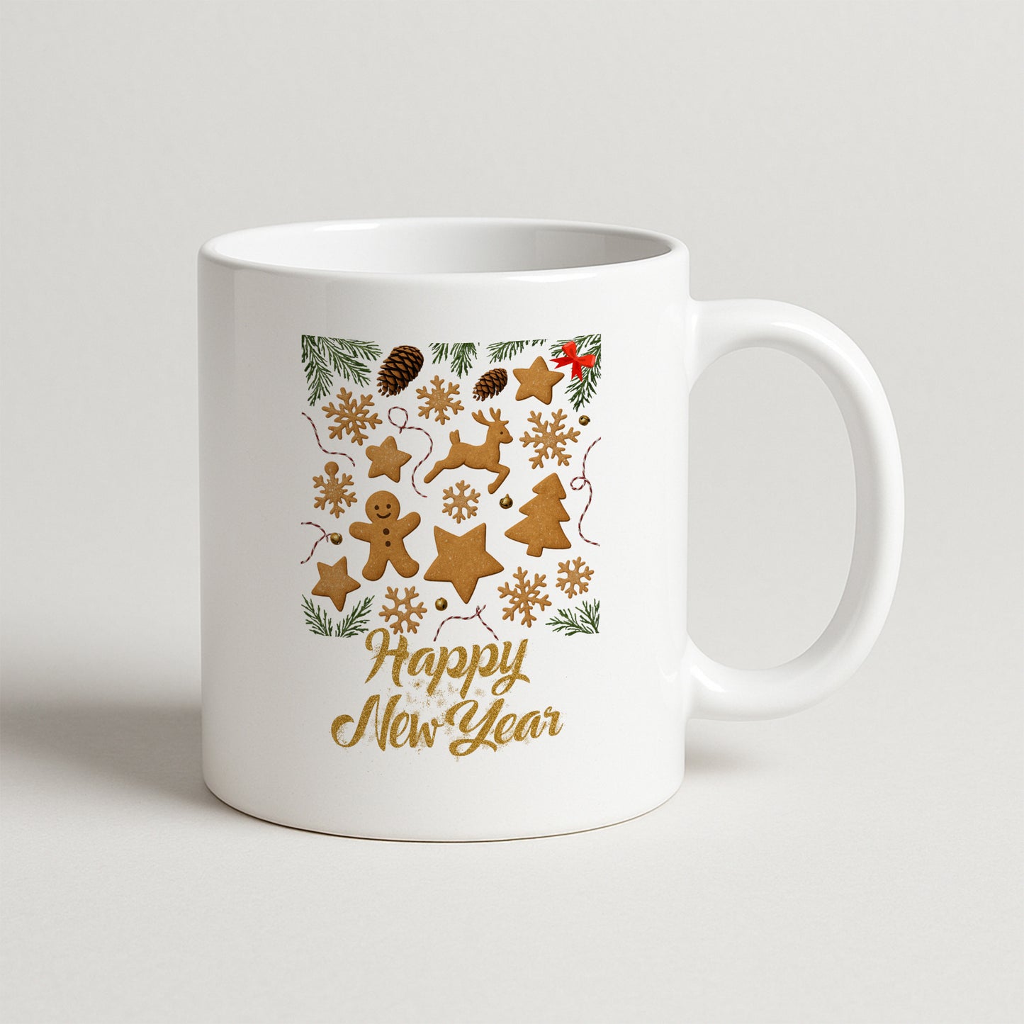 Zencefilli Kurabiye Happy New Year Temalı Hediyelik Baskılı Kupa