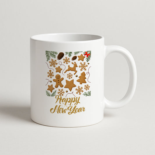 Zencefilli Kurabiye Happy New Year Temalı Hediyelik Baskılı Kupa