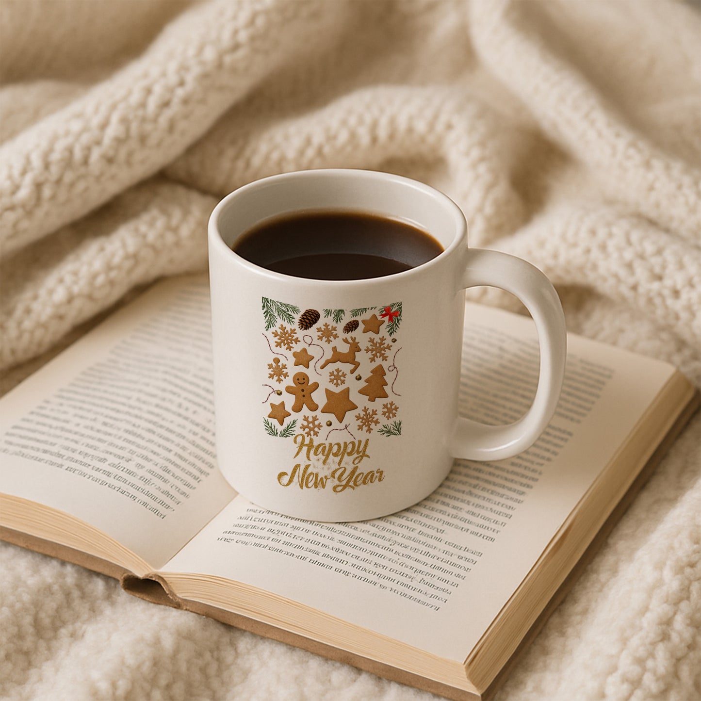 Zencefilli Kurabiye Happy New Year Temalı Hediyelik Baskılı Kupa