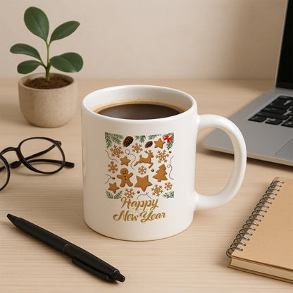 Zencefilli Kurabiye Happy New Year Temalı Hediyelik Baskılı Kupa