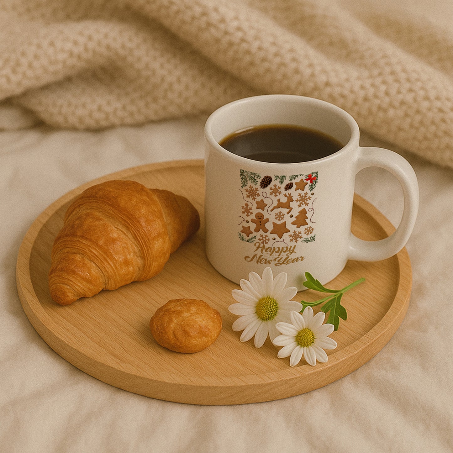 Zencefilli Kurabiye Happy New Year Temalı Hediyelik Baskılı Kupa