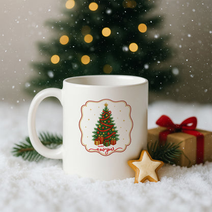 Çam Ağacı Happy New Year Temalı Yılbaşı Baskılı Kupa