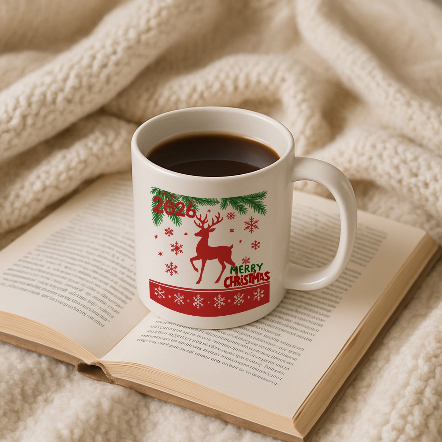 Kırmızı Geyik 2026 Merry Christmas Yılbaşı Baskılı Kupa