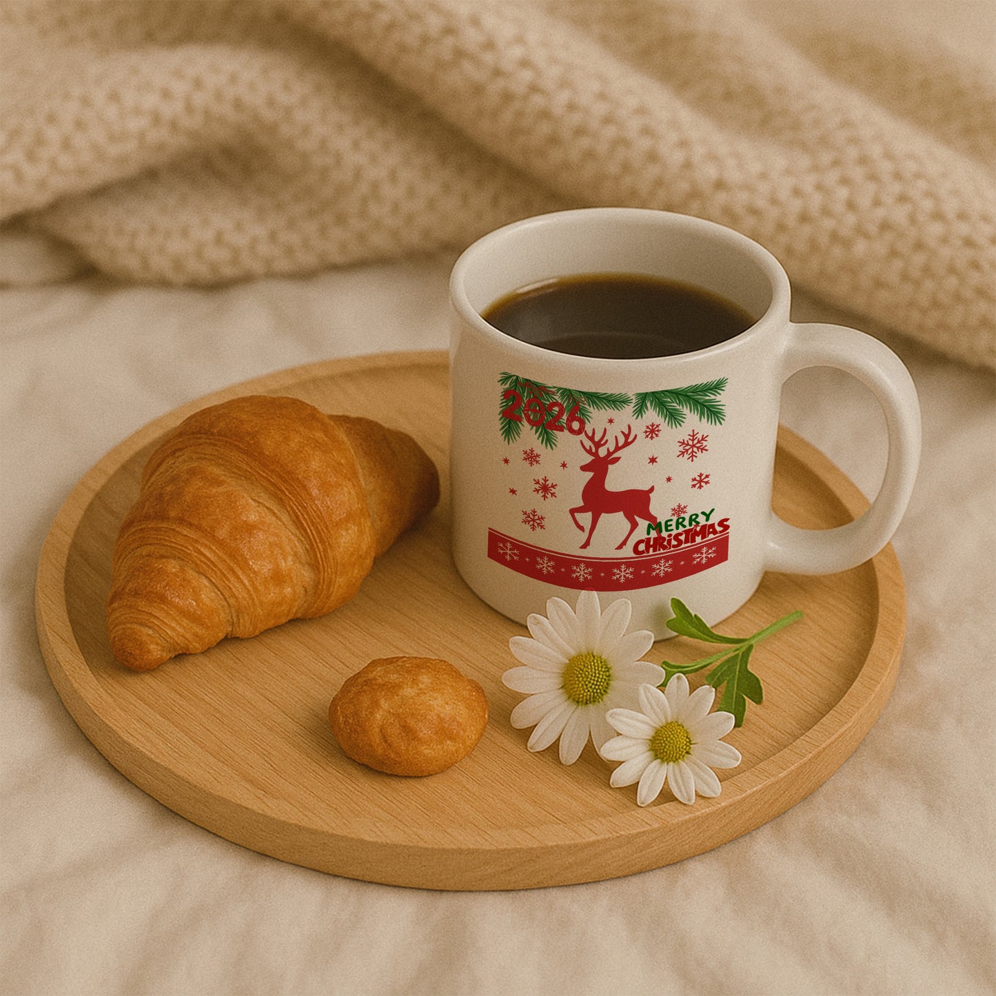 Kırmızı Geyik 2026 Merry Christmas Yılbaşı Baskılı Kupa