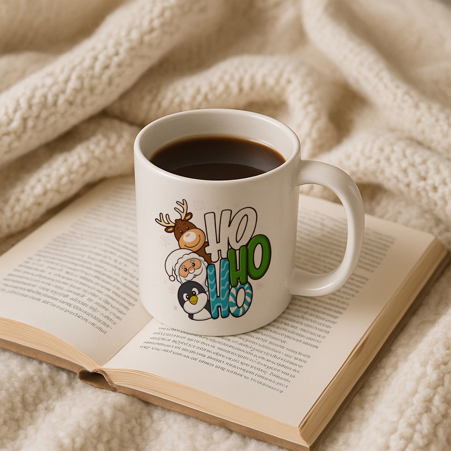 Ho Ho Ho Sevimli Yılbaşı Karakterleri Baskılı Kupa