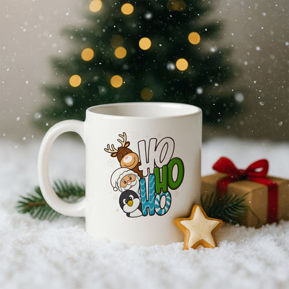 Ho Ho Ho Sevimli Yılbaşı Karakterleri Baskılı Kupa