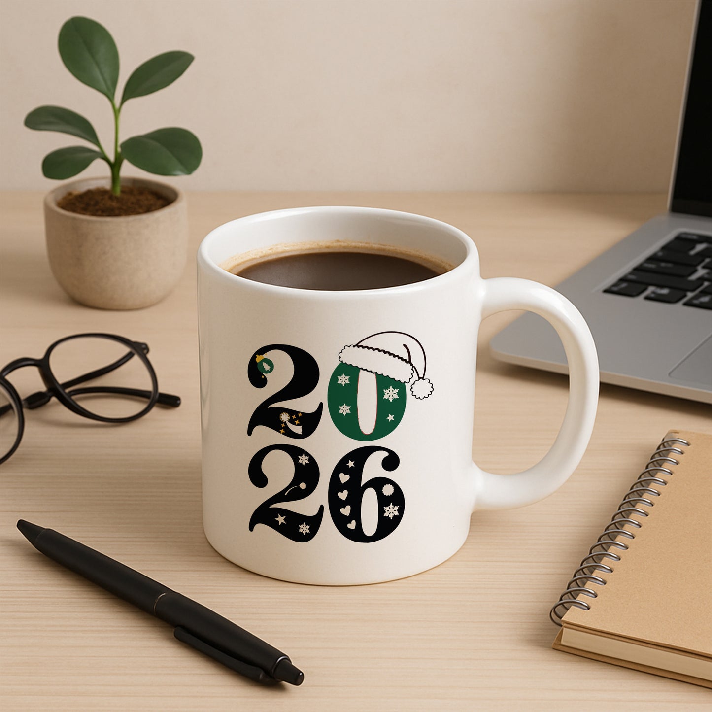 2026 Yılbaşı Temalı Şık Tasarım Baskılı Hediyelik Kupa