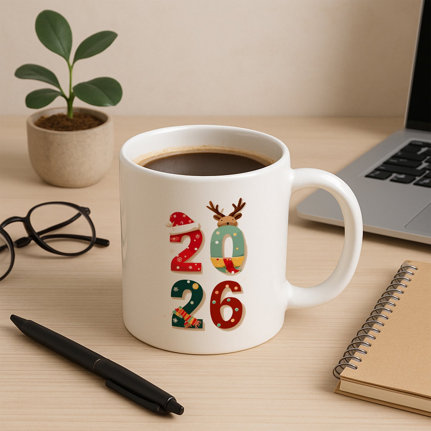 2026 Yılbaşı Figürlü Özel Tasarım Baskılı Hediyelik Kupa