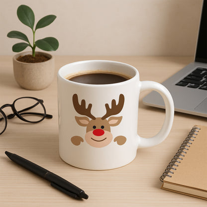 Minimal Geyik Yüzü Tasarımlı Yılbaşı Baskılı Kupa