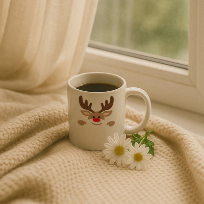 Minimal Geyik Figürlü Yılbaşı Baskılı Kupa