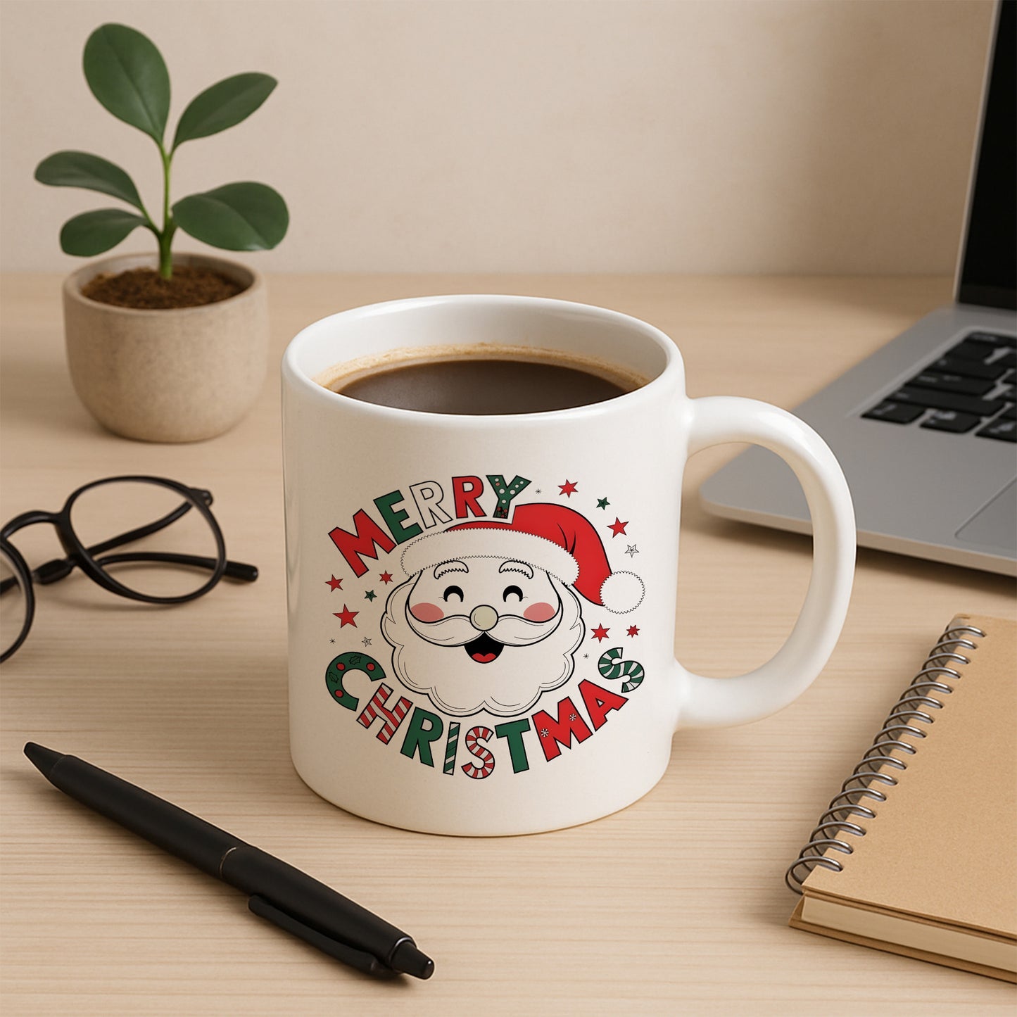 Merry Christmas Tasarımlı Noel Baba Kupası