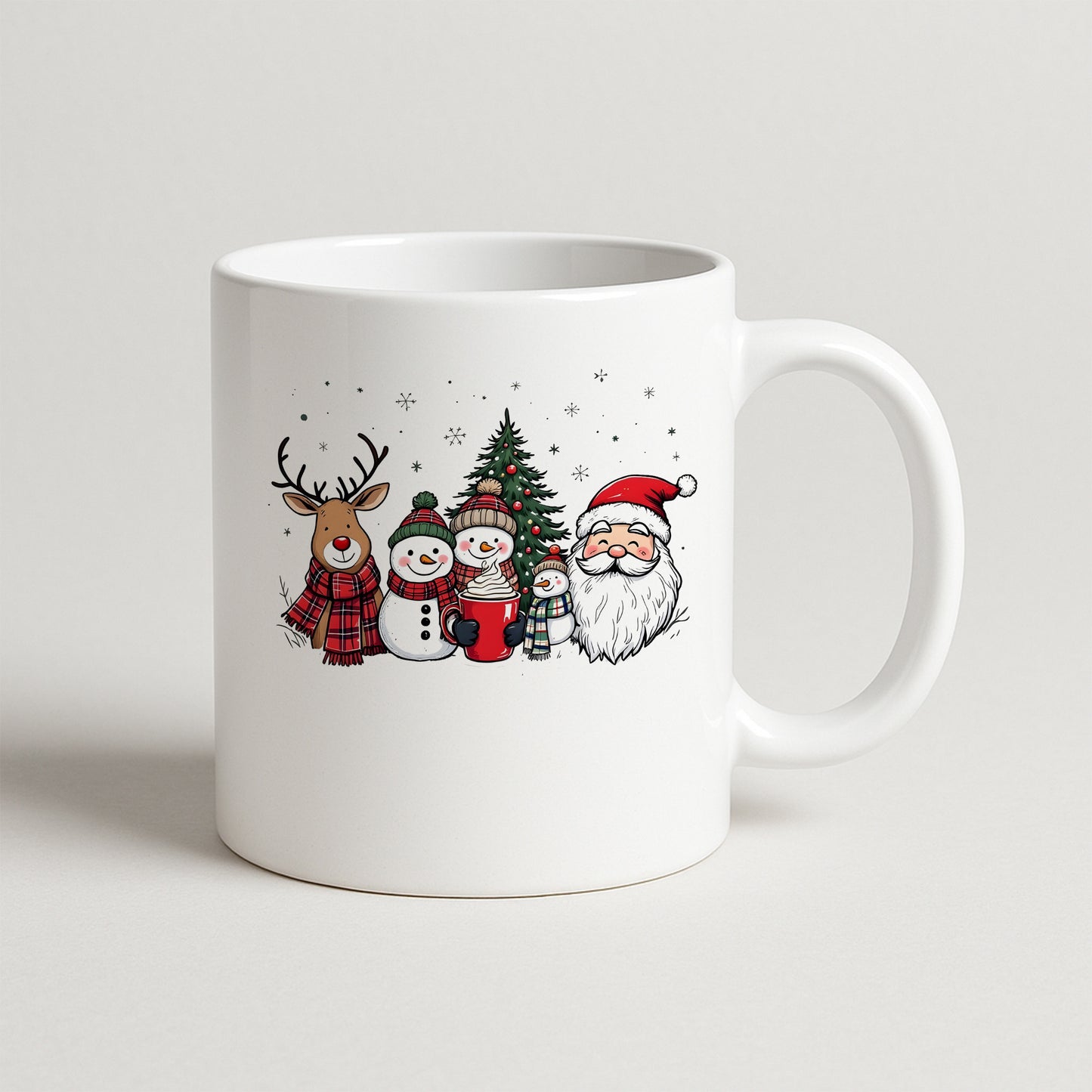 Noel Baba, Kardan Adam ve Geyik Tasarımlı Yılbaşı Kupası