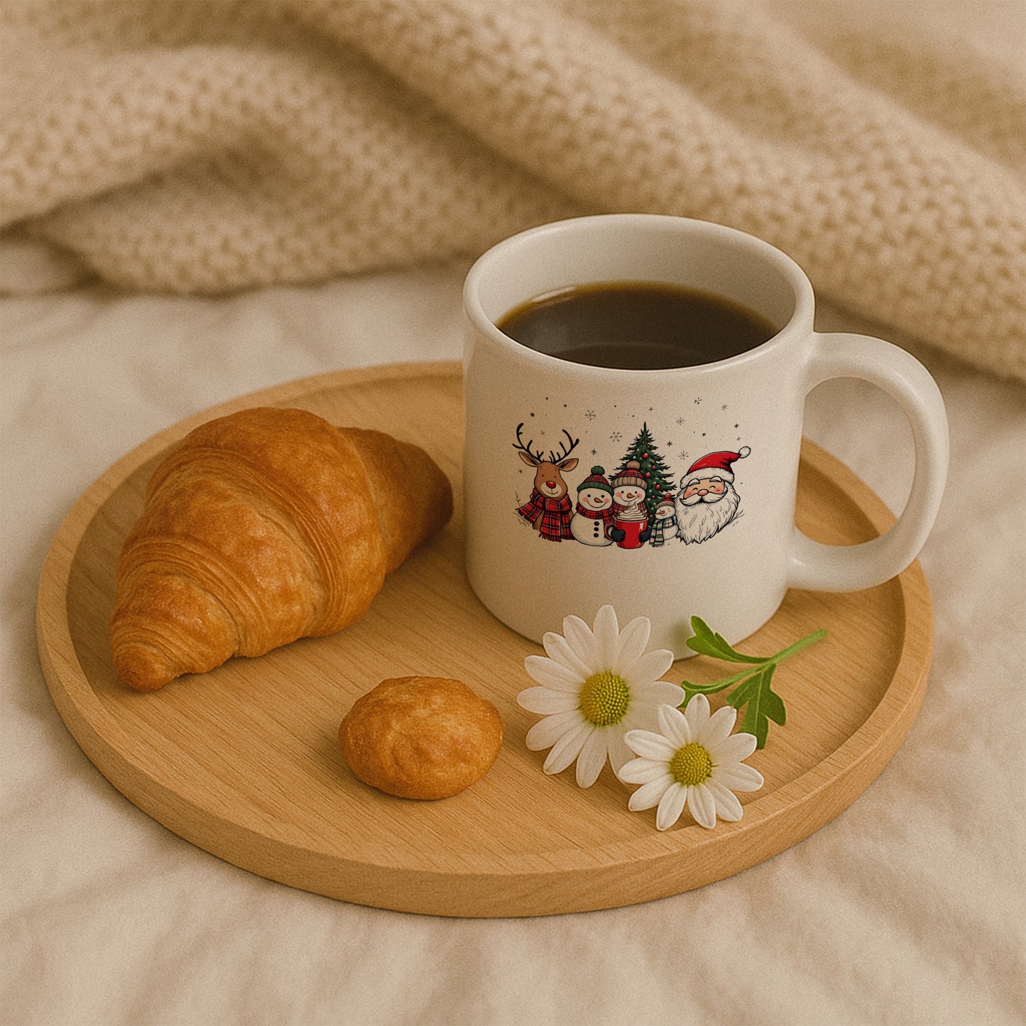 Noel Baba, Kardan Adam ve Geyik Tasarımlı Yılbaşı Kupası