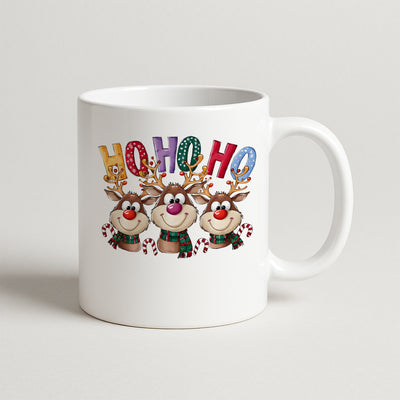 Ho Ho Ho Yazılı Geyik Figürlü Yılbaşı Kupası