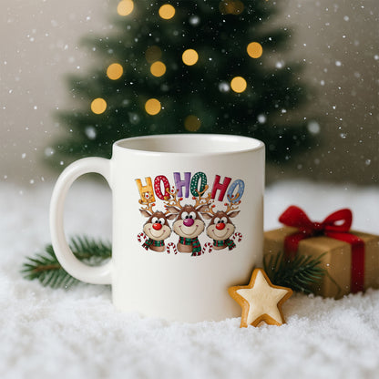 Ho Ho Ho Yazılı Geyik Figürlü Yılbaşı Kupası