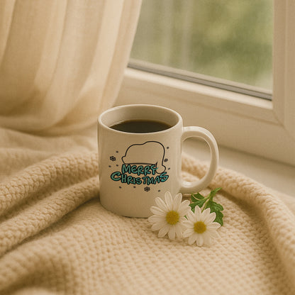 Mavi Yazılı Merry Christmas Yılbaşı Kupası