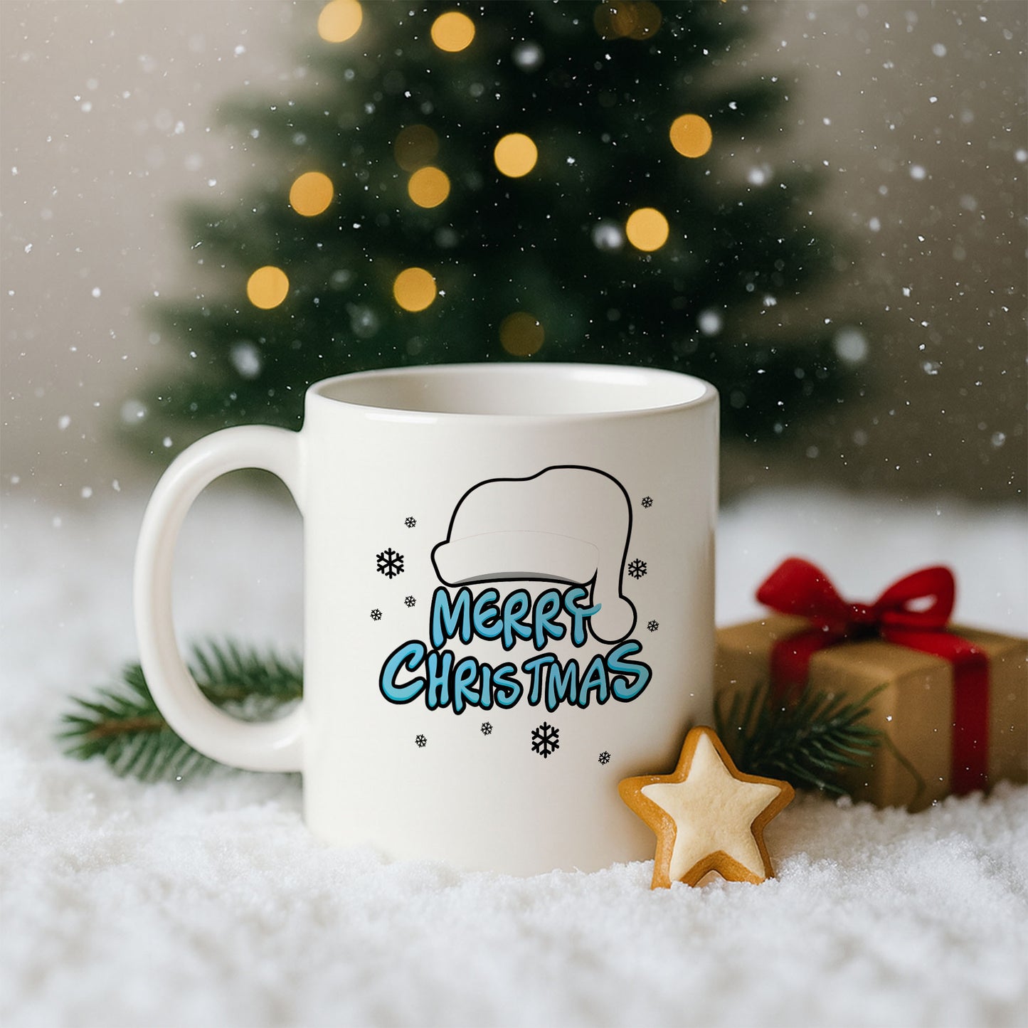 Mavi Yazılı Merry Christmas Yılbaşı Kupası